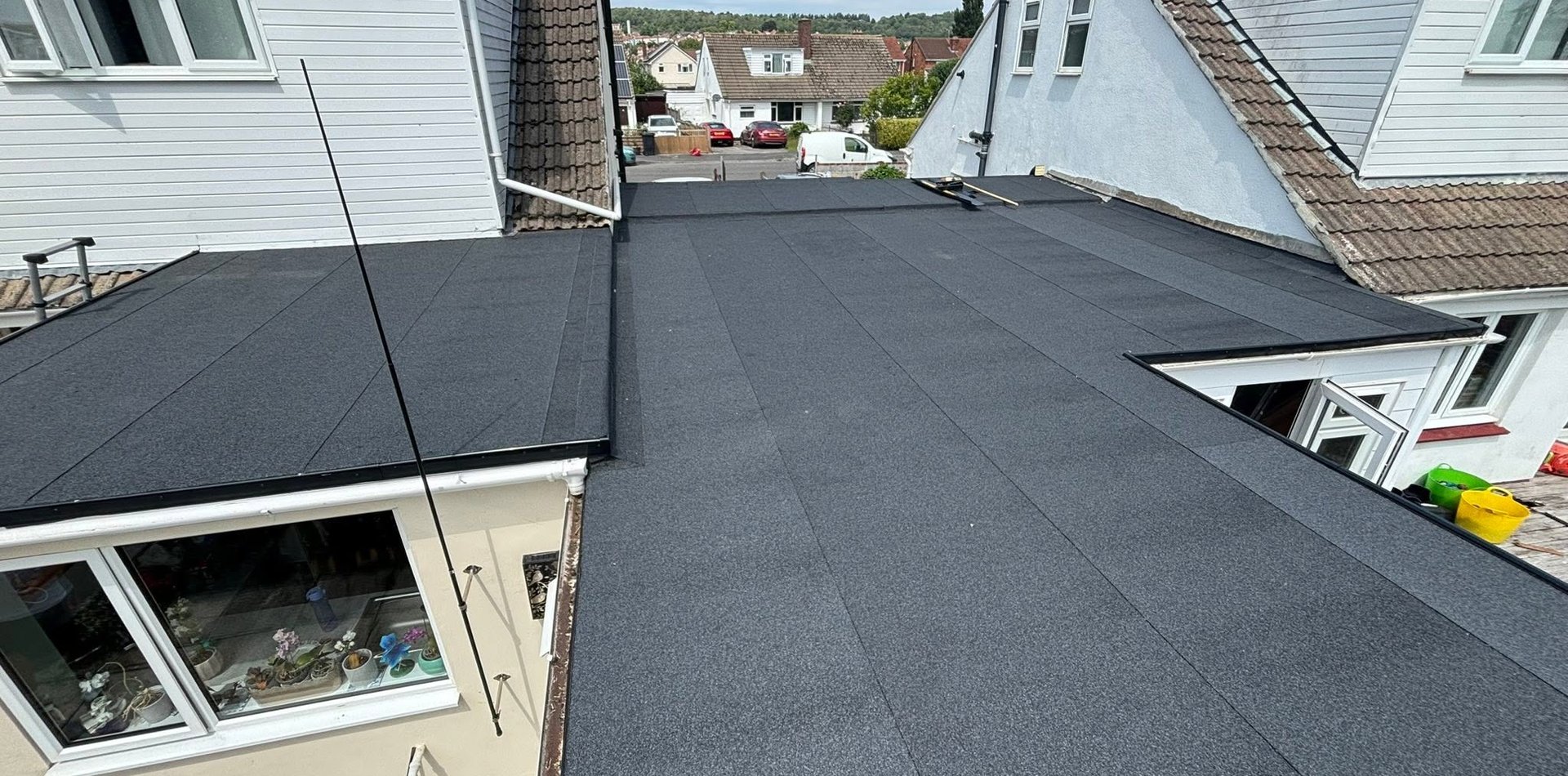 Finished flat roof on a residential property