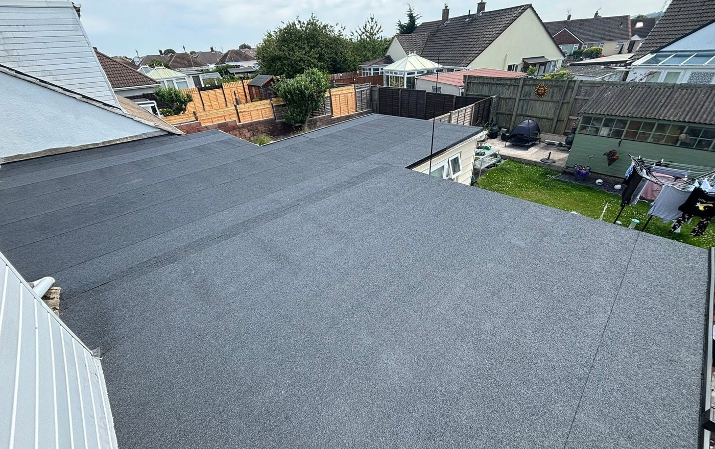 Large finished flat roof on a residential property